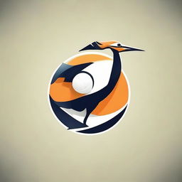 Create a logo featuring a crane (bird) seamlessly combined with a volleyball for a dynamic and synergistic design.