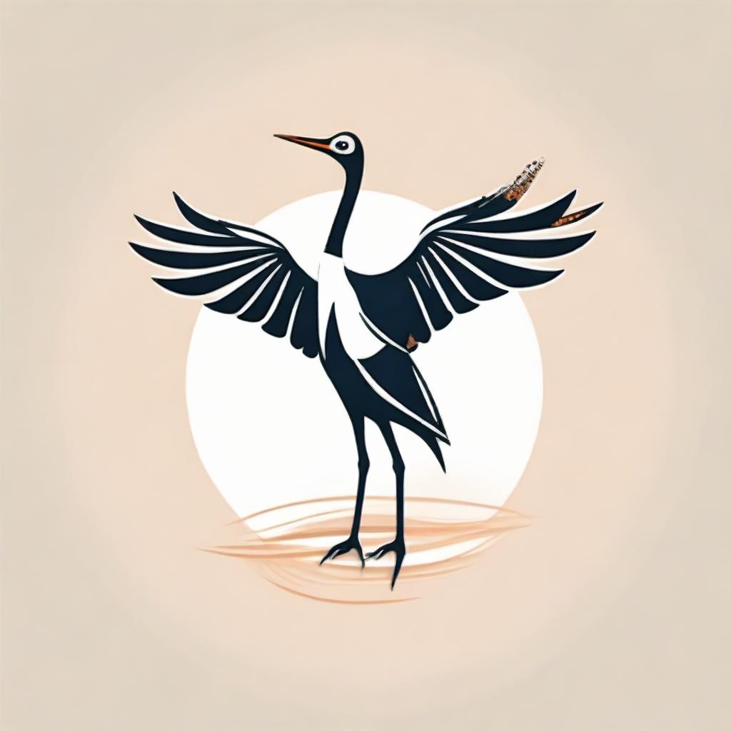 Design a unique logo integrating the form of a crane (bird) and a shuttlecock, achieving a harmonious blend of the elements.