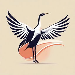 Design a unique logo integrating the form of a crane (bird) and a shuttlecock, achieving a harmonious blend of the elements.