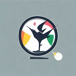 Create a unified logo that seamlessly combines a crane (bird) and elements of badminton, such as a racket or shuttlecock, to form a harmonious design.