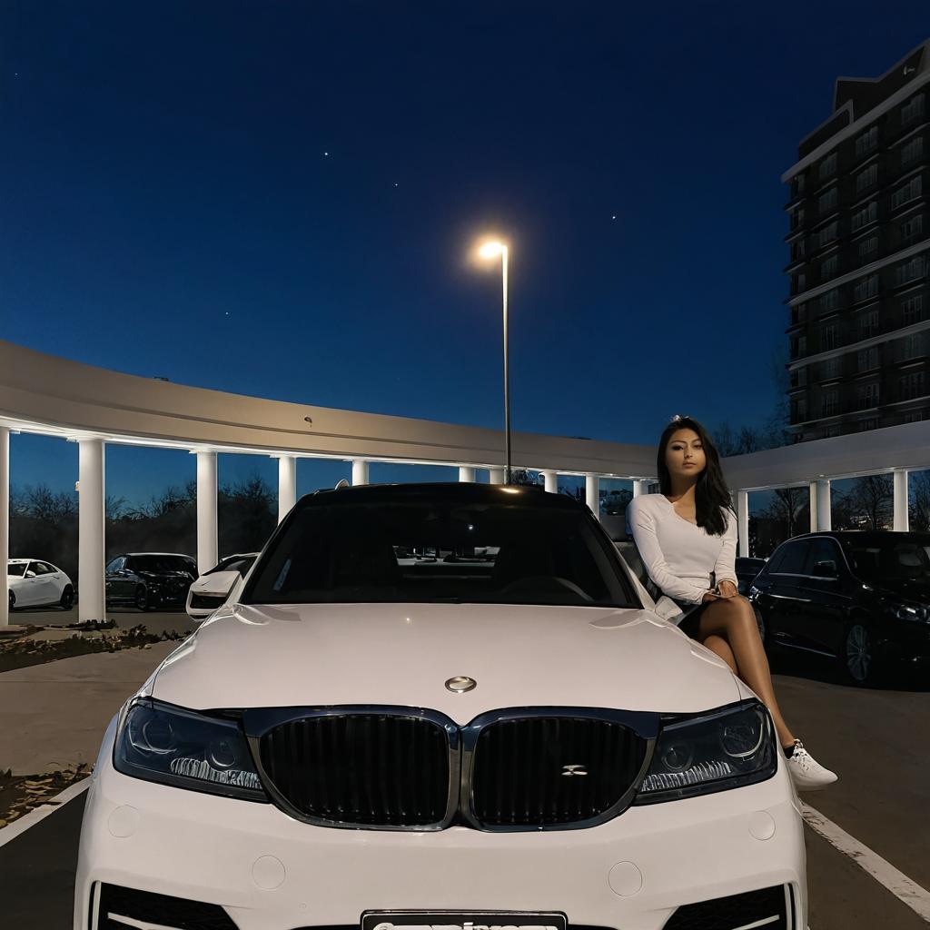 Add girl sitting on the car