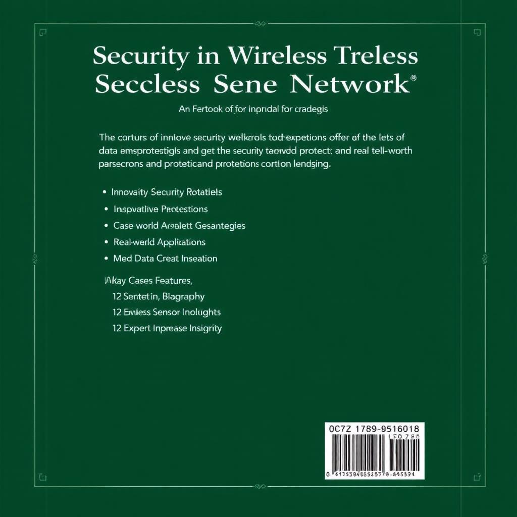 An attractive back cover design for a textbook on security in wireless sensor networks, specifically crafted for university academics