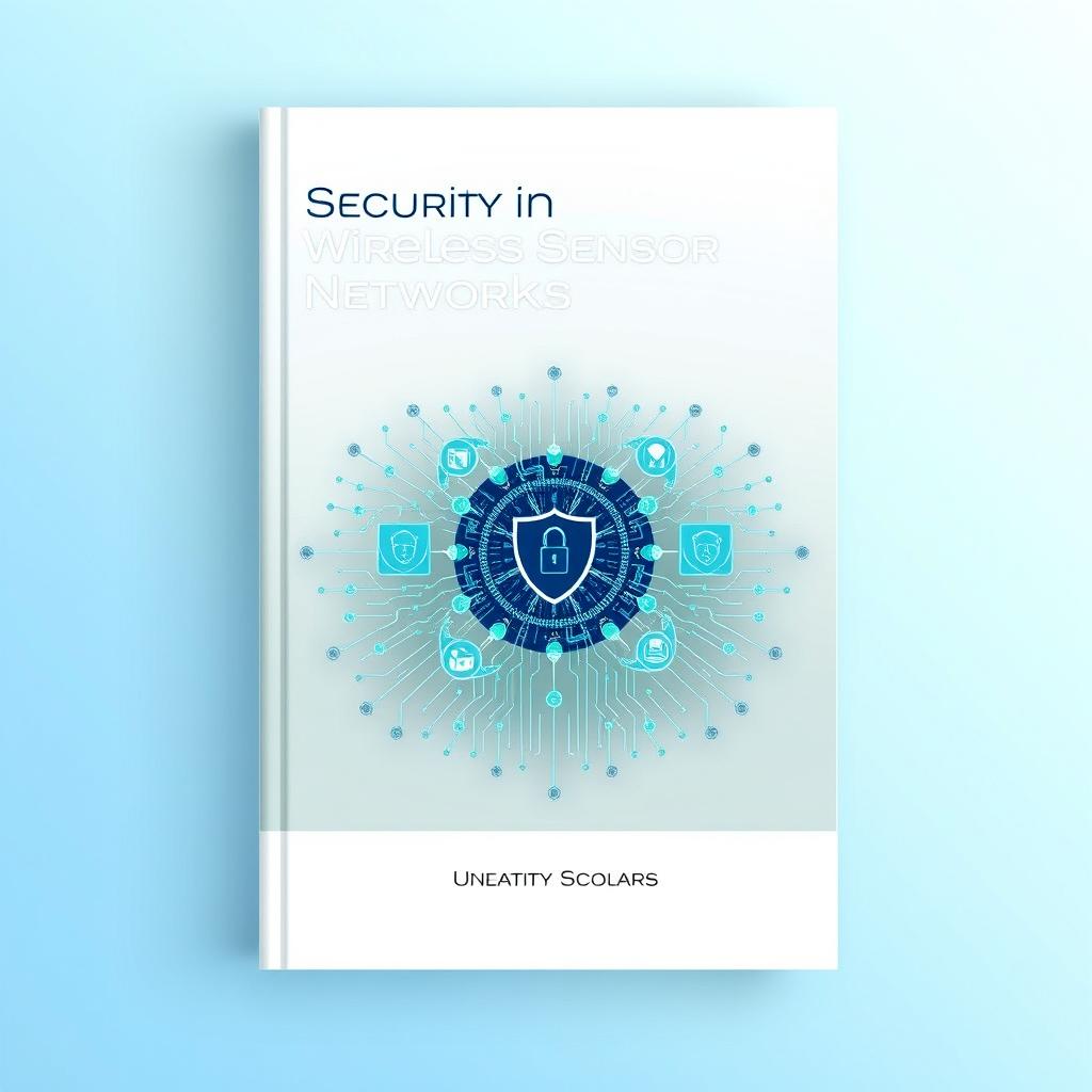 An academically appealing book cover design for a textbook on security in wireless sensor networks, crafted specifically for university scholars