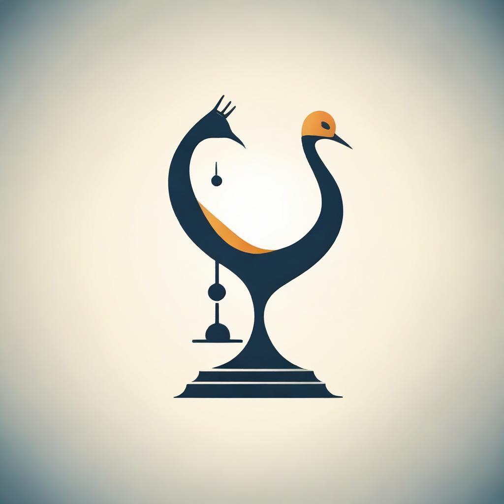 Design an intriguing logo seamlessly combining a crane (bird) and elements of a chess game to symbolize strategic thinking and grace.