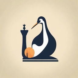 Design an intriguing logo seamlessly combining a crane (bird) and elements of a chess game to symbolize strategic thinking and grace.