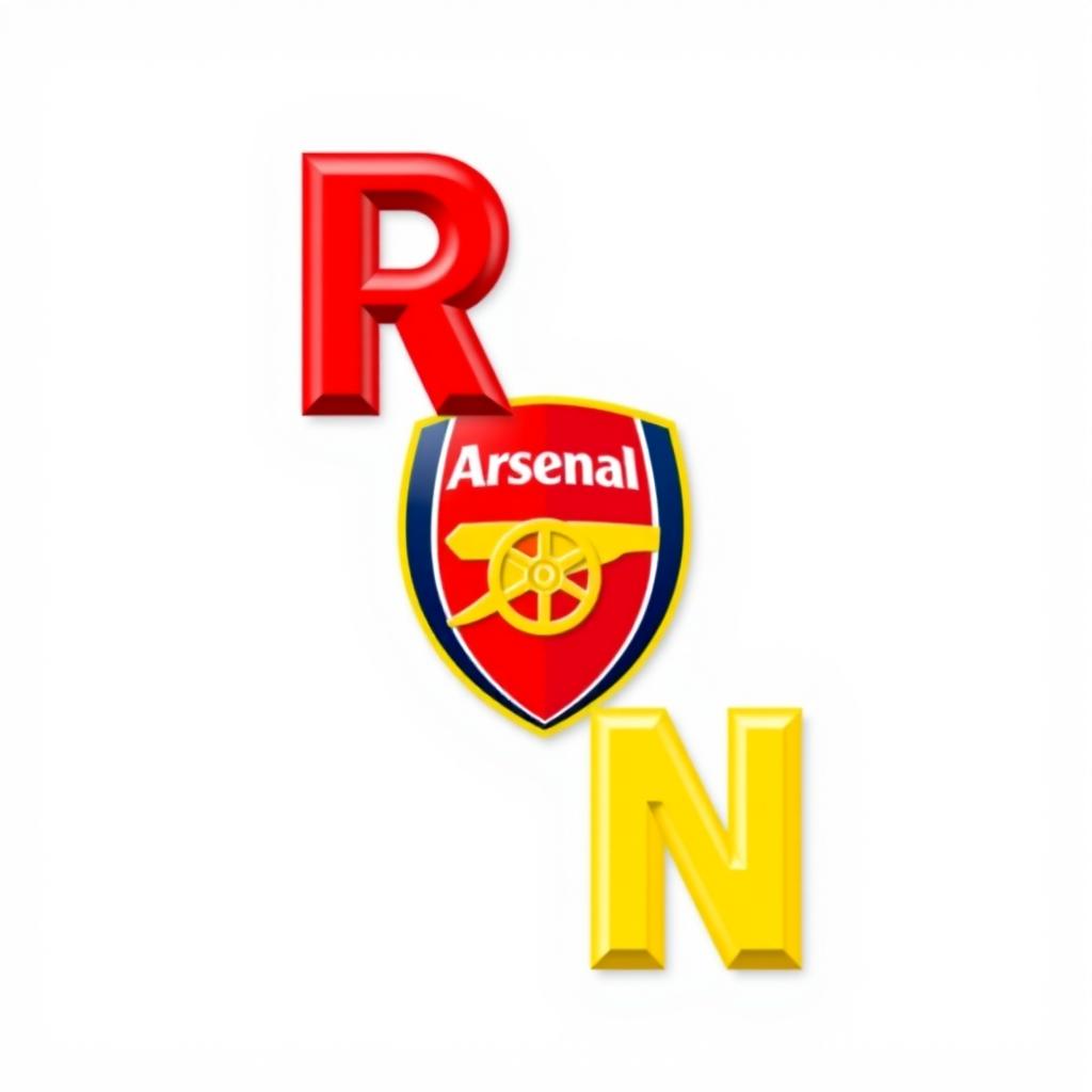 A design featuring the letters 'R', 'S', and 'N' styled in the colors used in the Arsenal Football Club logo