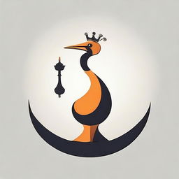 Design an intriguing logo seamlessly combining a crane (bird) and elements of a chess game to symbolize strategic thinking and grace.