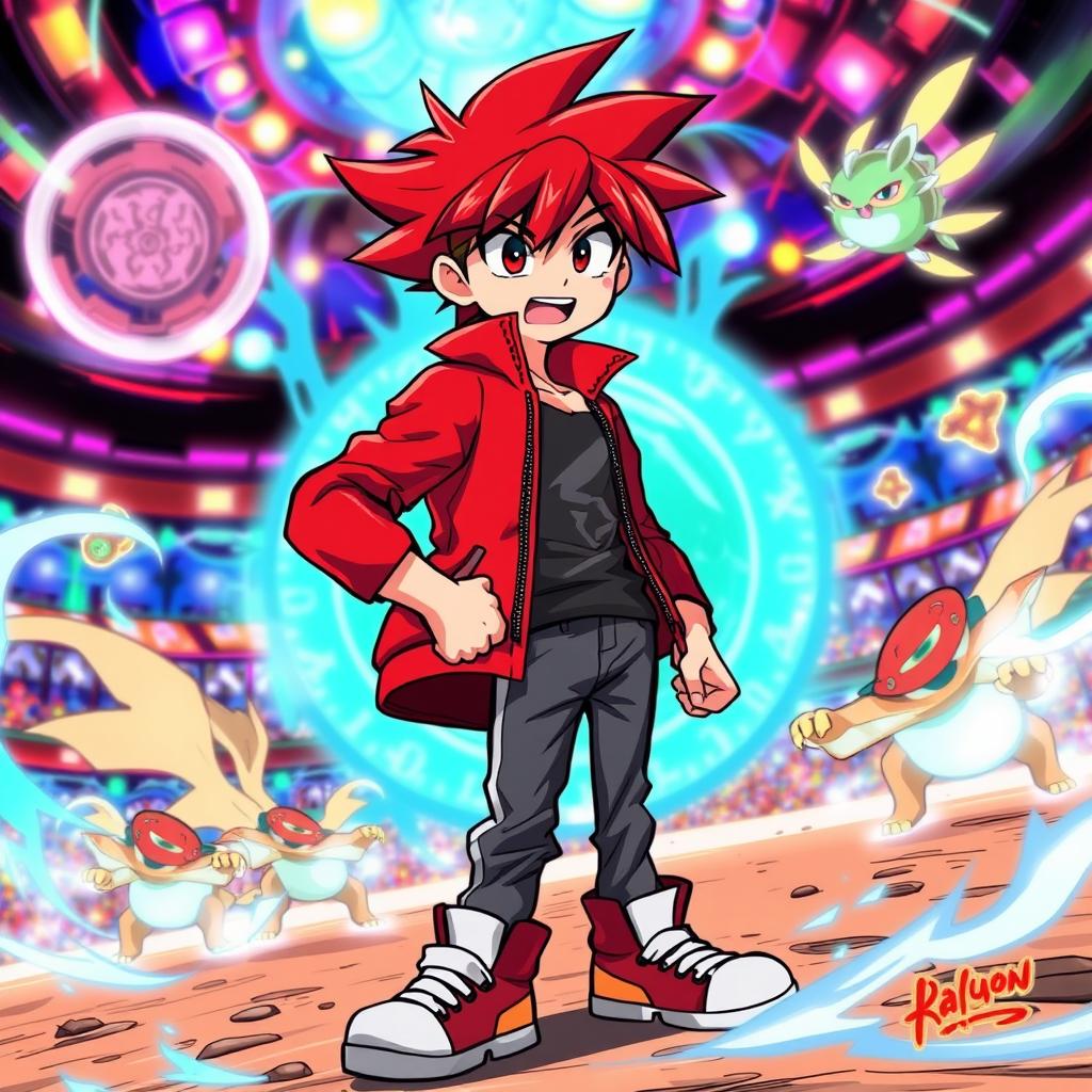 A dynamic and action-packed illustration of Dan Kuso, the protagonist from the animated series 'Bakugan Battle Brawlers
