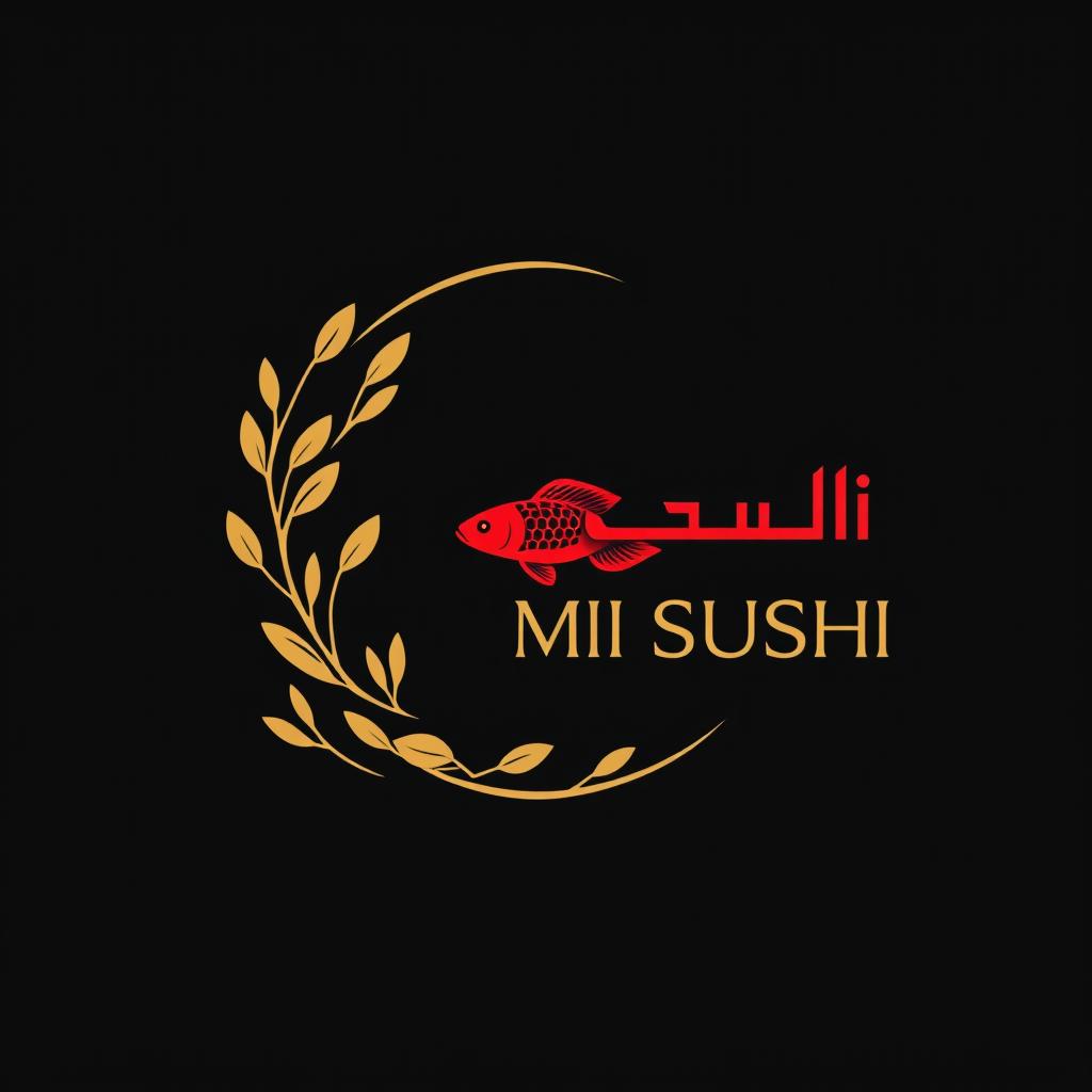 A minimalist logo for a luxury Japanese-Arabic fusion sushi restaurant called 'YAMI SUSHI'