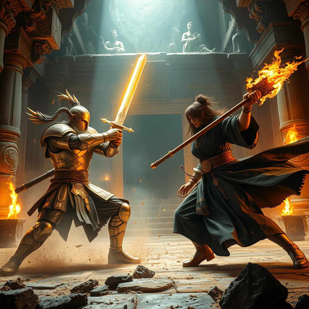 Epic Battle in an Ancient Temple | Dynamic AI Art