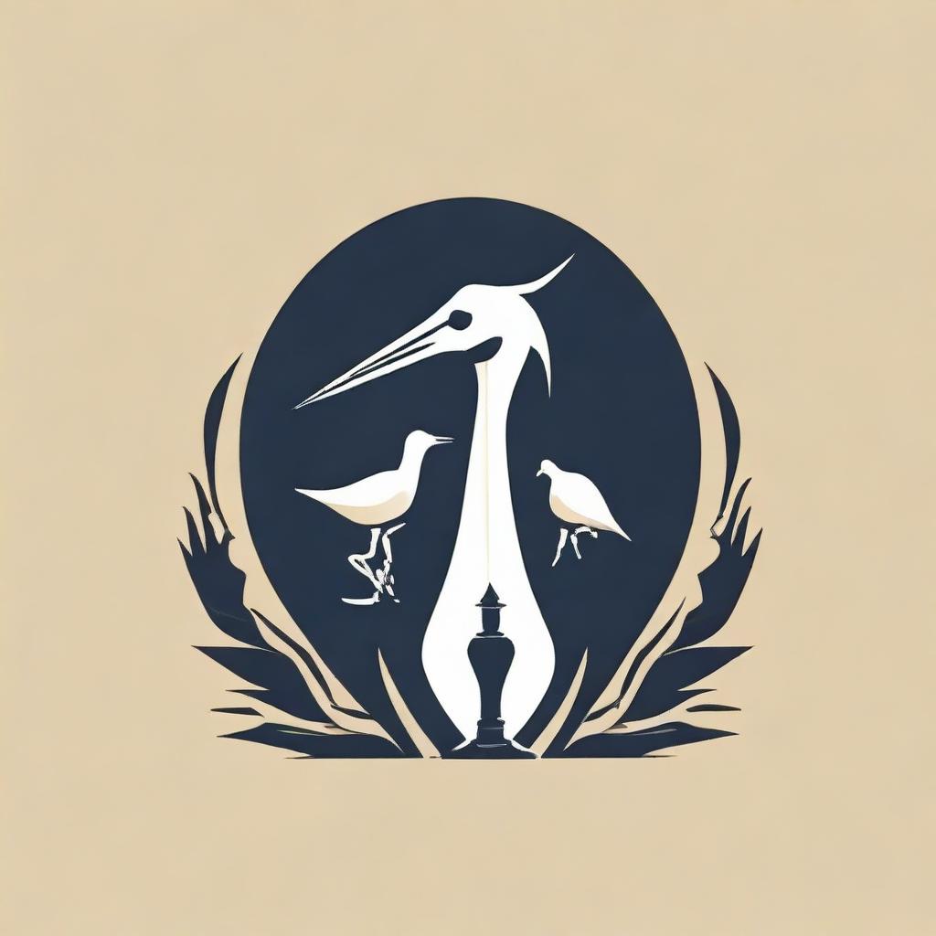 Create a captivating logo combining a crane (bird) with elements of chess, showcasing a harmonious blend of intellect and nature.