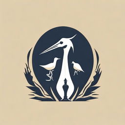 Create a captivating logo combining a crane (bird) with elements of chess, showcasing a harmonious blend of intellect and nature.