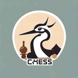 Create a captivating logo combining a crane (bird) with elements of chess, showcasing a harmonious blend of intellect and nature.