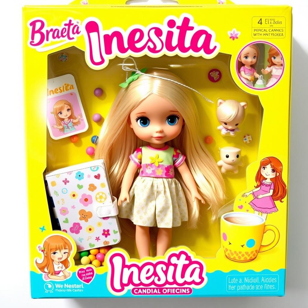 A charming toy packaging featuring a doll named 'Inesita'