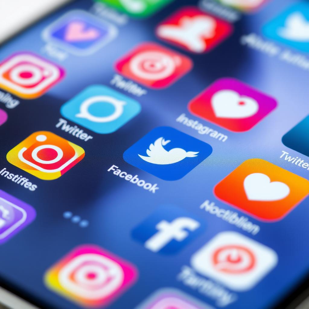 A close-up view of a smartphone screen displaying various social media app icons and colorful notifications popping up, showcasing their vibrant designs