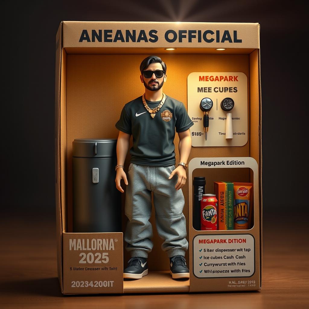 A realistic-looking product image of an action figure inside a toy packaging box