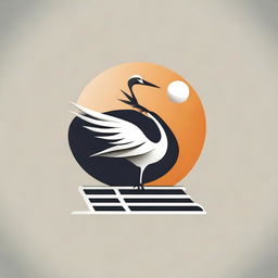 Design a synergistic logo merging a crane (bird) with elements of table tennis, showcasing a blend of agility, speed, and grace.