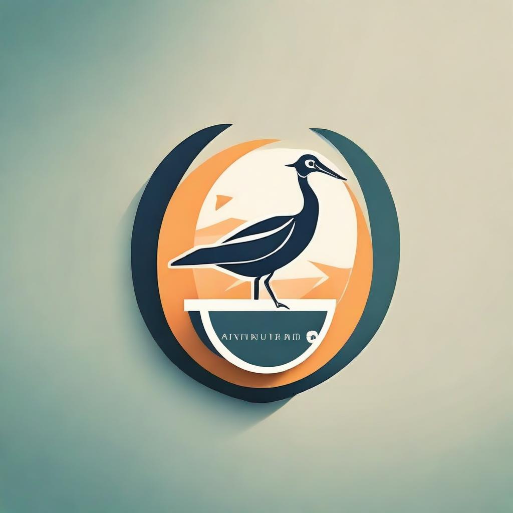 Create a fascinating logo fusing a crane (bird) with elements of table tennis, highlighting a blend of sport spiritedness and serene nature.