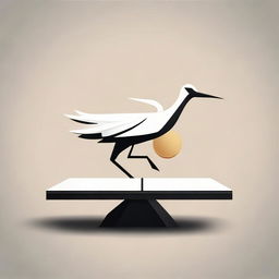 Construct a dynamic logo intertwining a crane (bird) and elements of table tennis, illustrating a fusion of natural grace and sports enthusiasm.