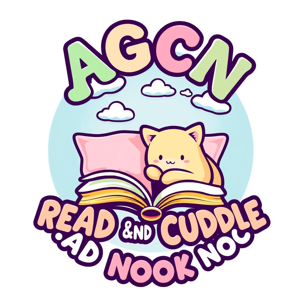 A vibrant and colorful business logo for 'AGCN READ AND CUDDLE NOOK'