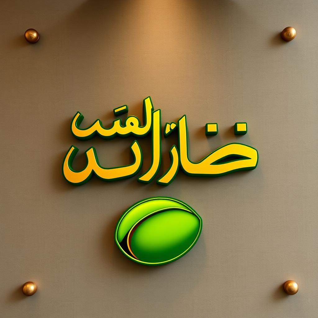 A luxury pistachio shop sign featuring exquisite golden Persian calligraphy that reads 'پسته طلایی' with an elegant emerald green outline