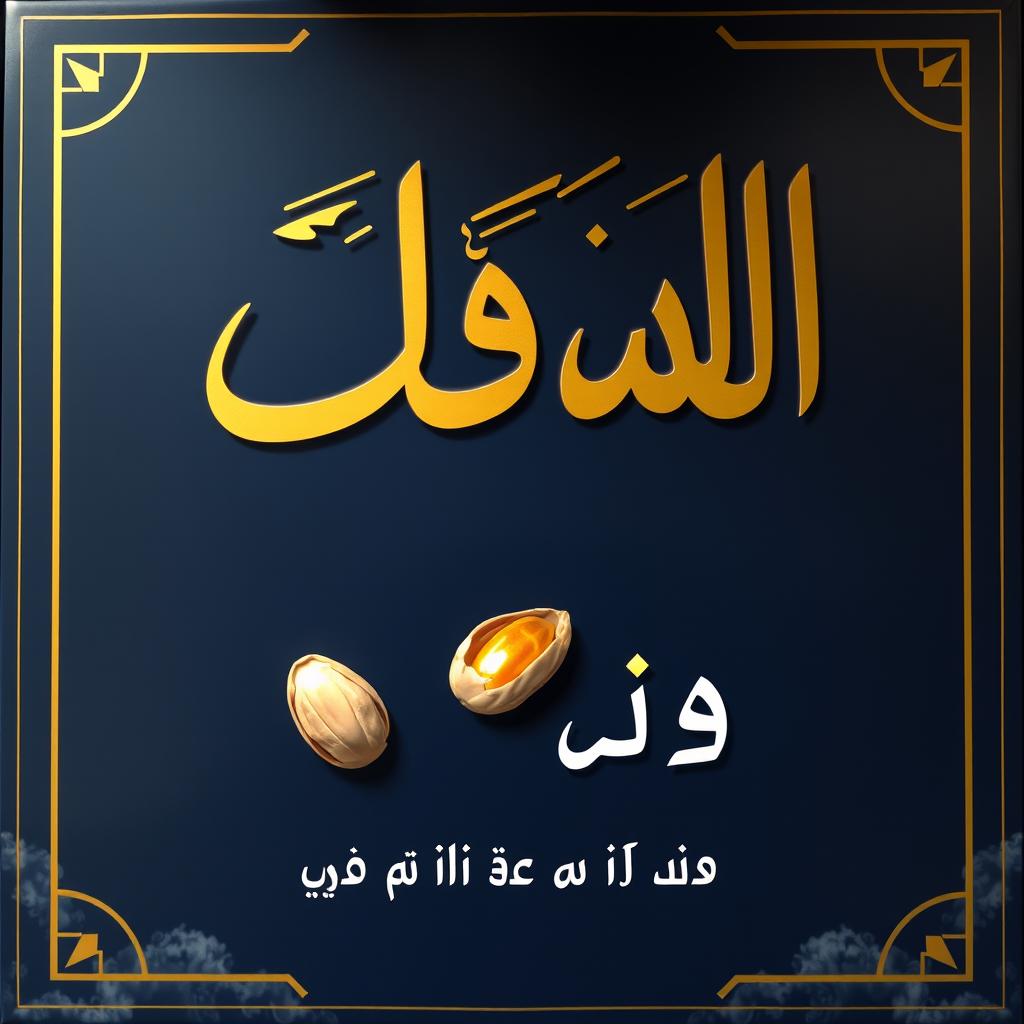 An elegant pistachio shop sign featuring dominant golden Persian calligraphy reading 'پسته طلایی' in the beautiful Nastaligh script