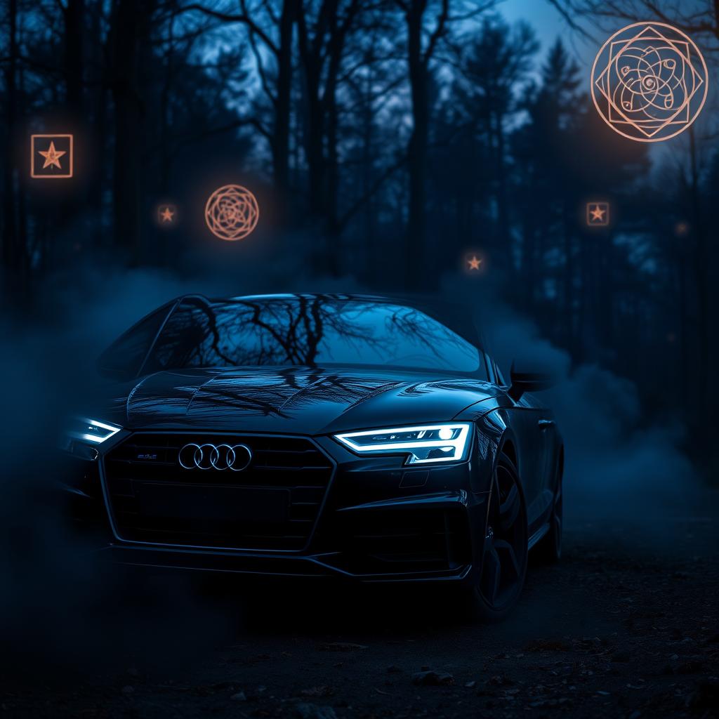 A sleek and modern Audi car, featuring a glossy black finish that reflects light beautifully