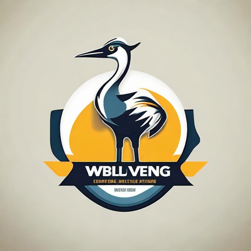 Design a unique logo merging a crane (bird) and a table tennis racquet, symbolizing agility and grace in a competitive environment.