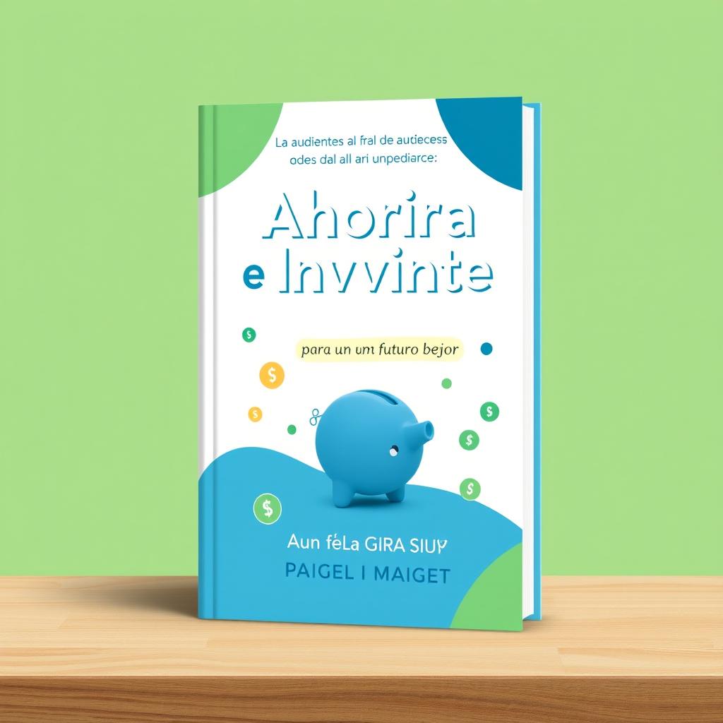 Book cover design for a finance book aimed at all audiences, titled 'Ahorra e Invierte para un Futuro Mejor'