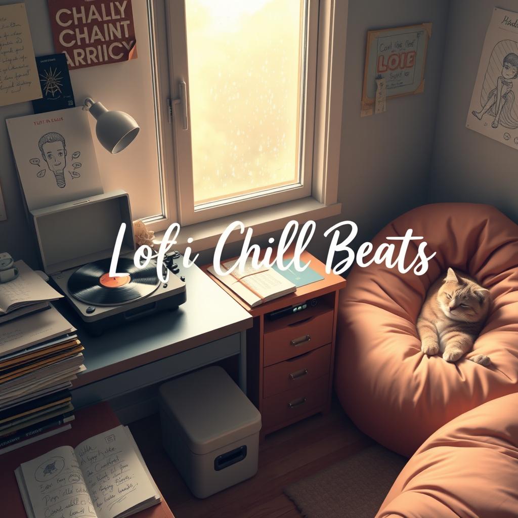 An artistic representation for Lofi songs, featuring a serene and cozy study space