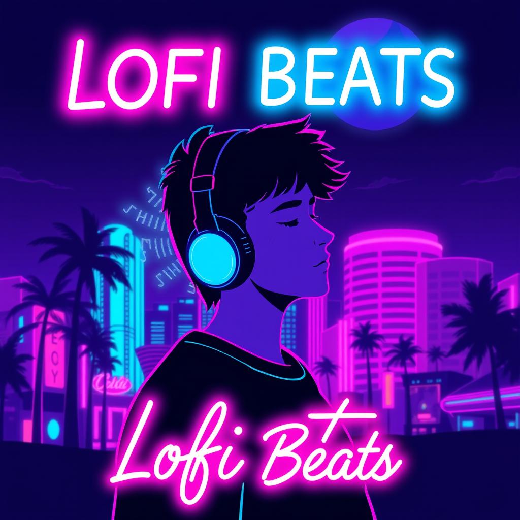 A captivating poster for Lofi songs featuring neon graphics