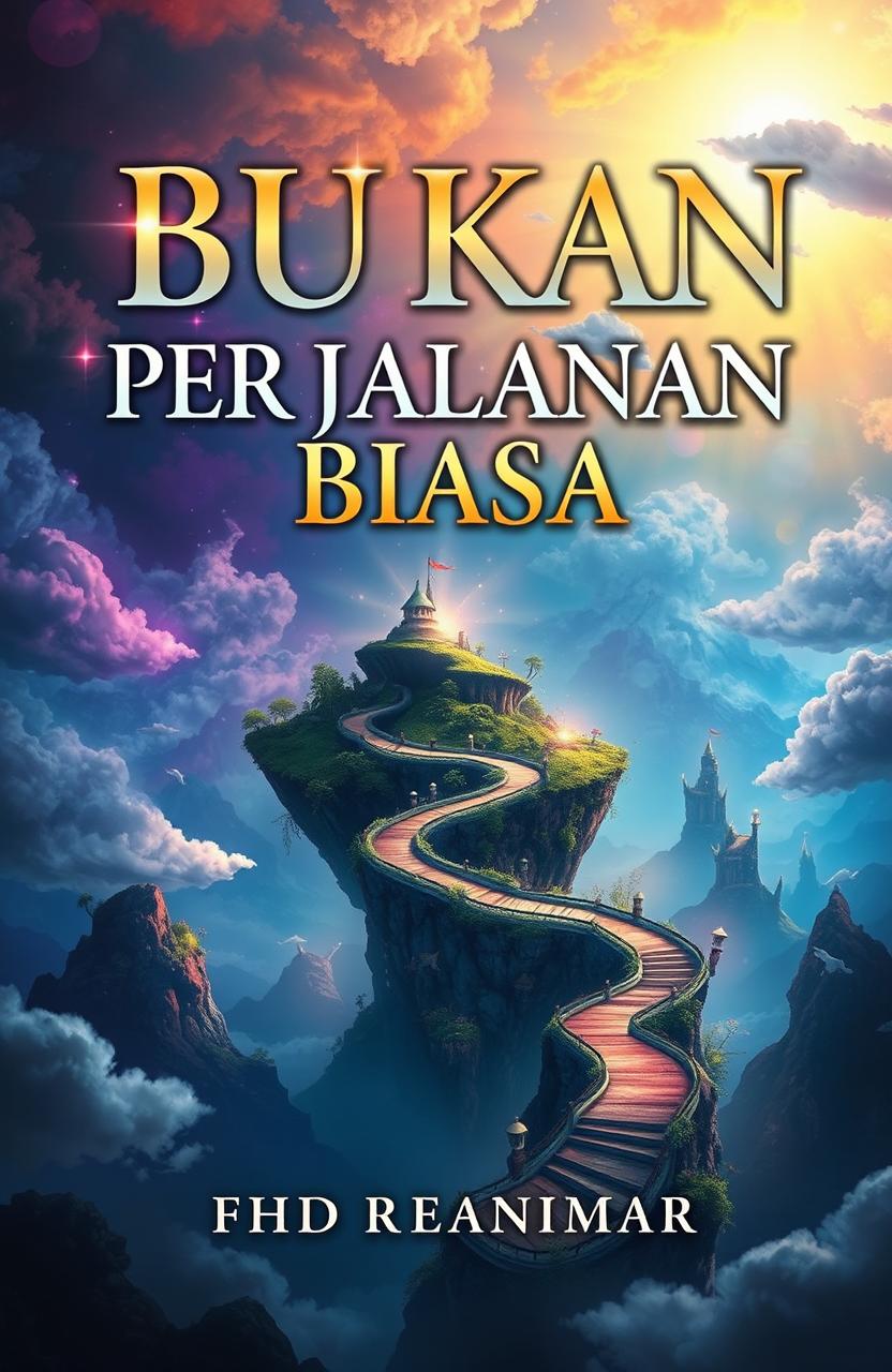 A captivating book cover for a novel titled 'BUKAN PERJALANAN BIASA' by FHD REANIMAR