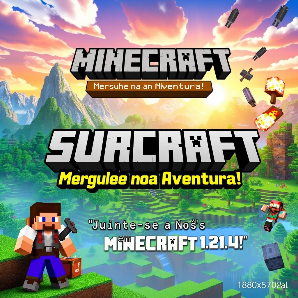 A vibrant and eye-catching thumbnail for a Minecraft series titled 'Surcraft'