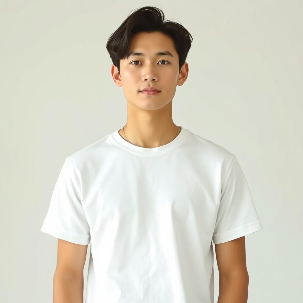 A tall, handsome Thai man with fair skin and soft, delicate features