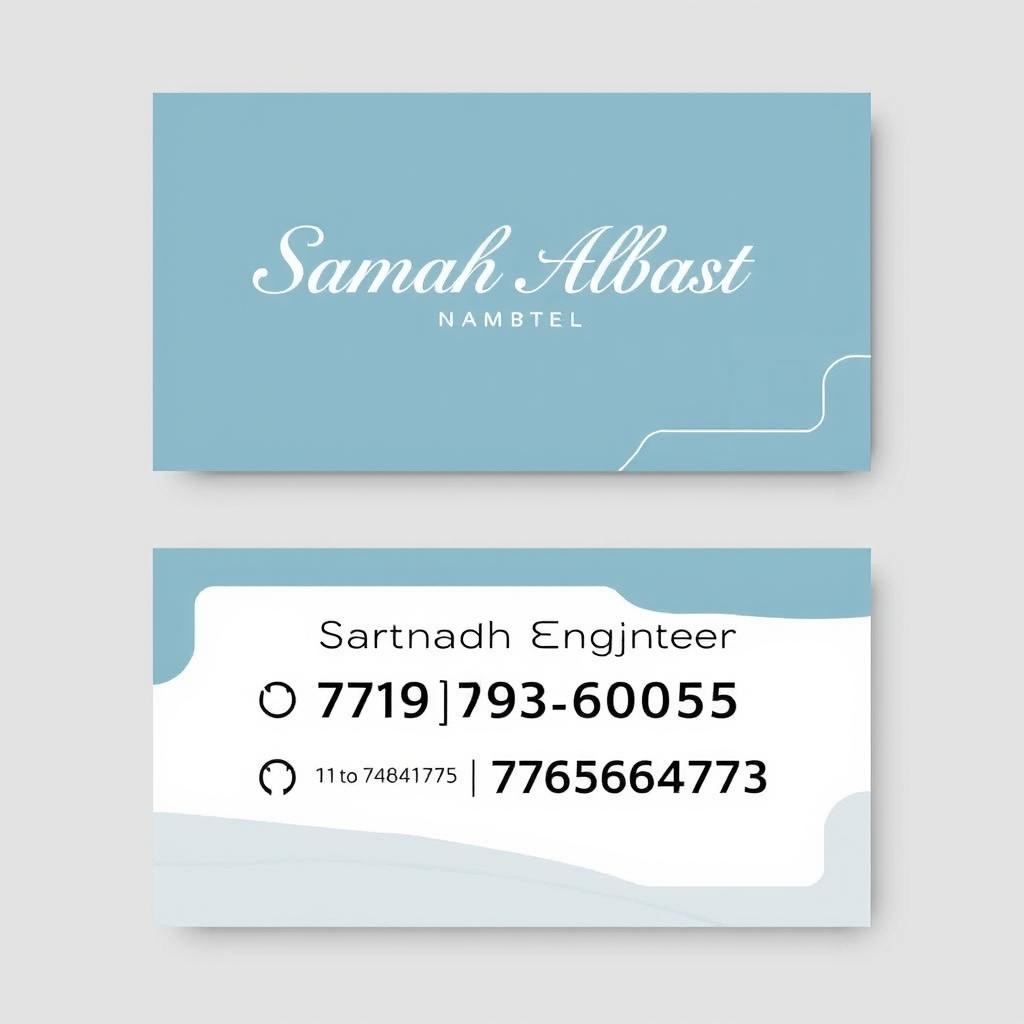 A professional name card design for an individual named Samah Albast