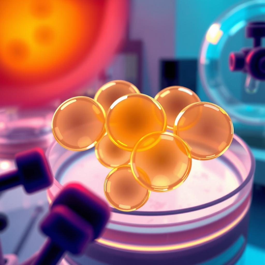 A vibrant and detailed illustration of MCF-7 cell culture in a laboratory setting