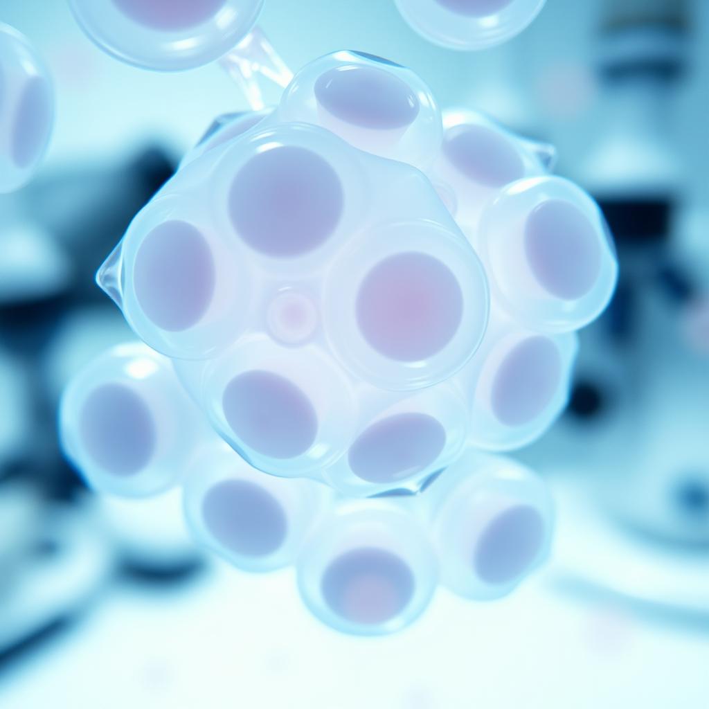 A close-up view of MCF-7 cells under a microscope, showcasing their typical morphology