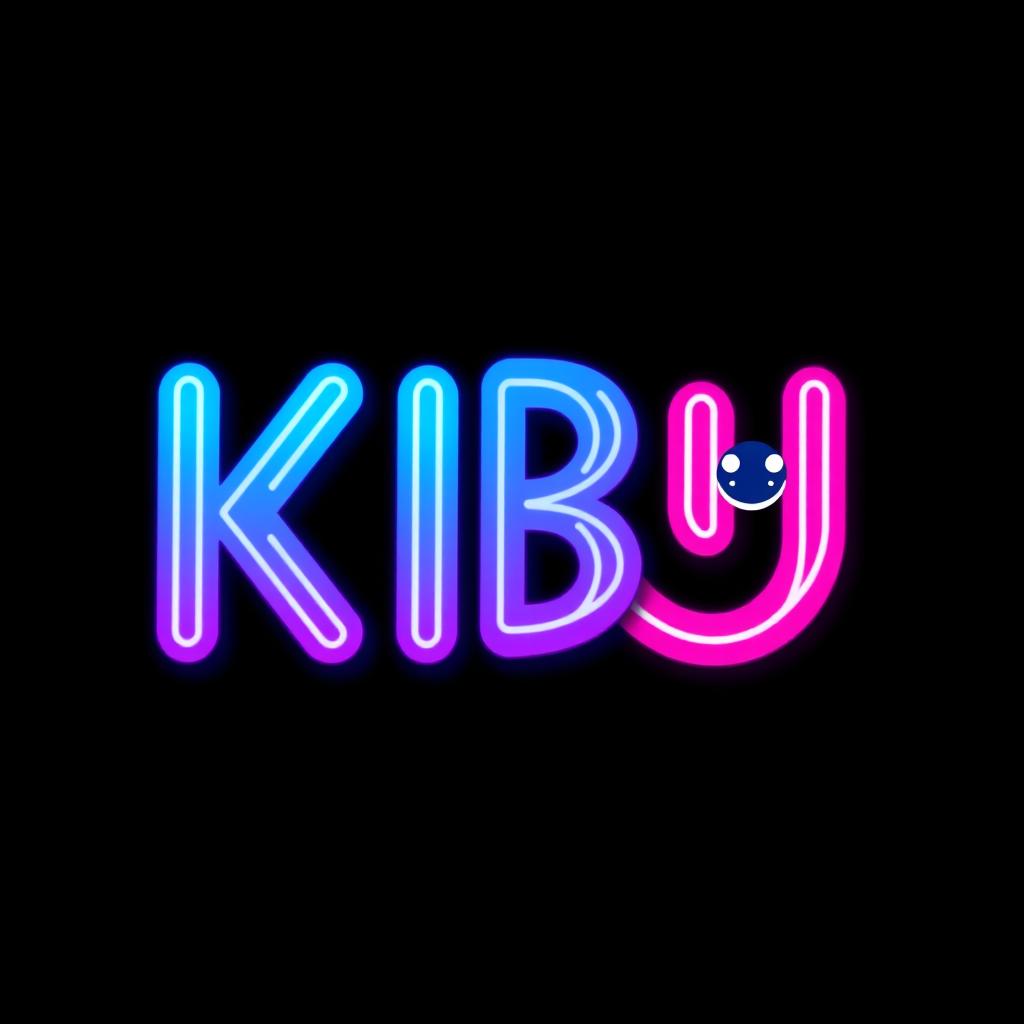 A logo design featuring the word 'KIBU' in a vibrant 3D neon style