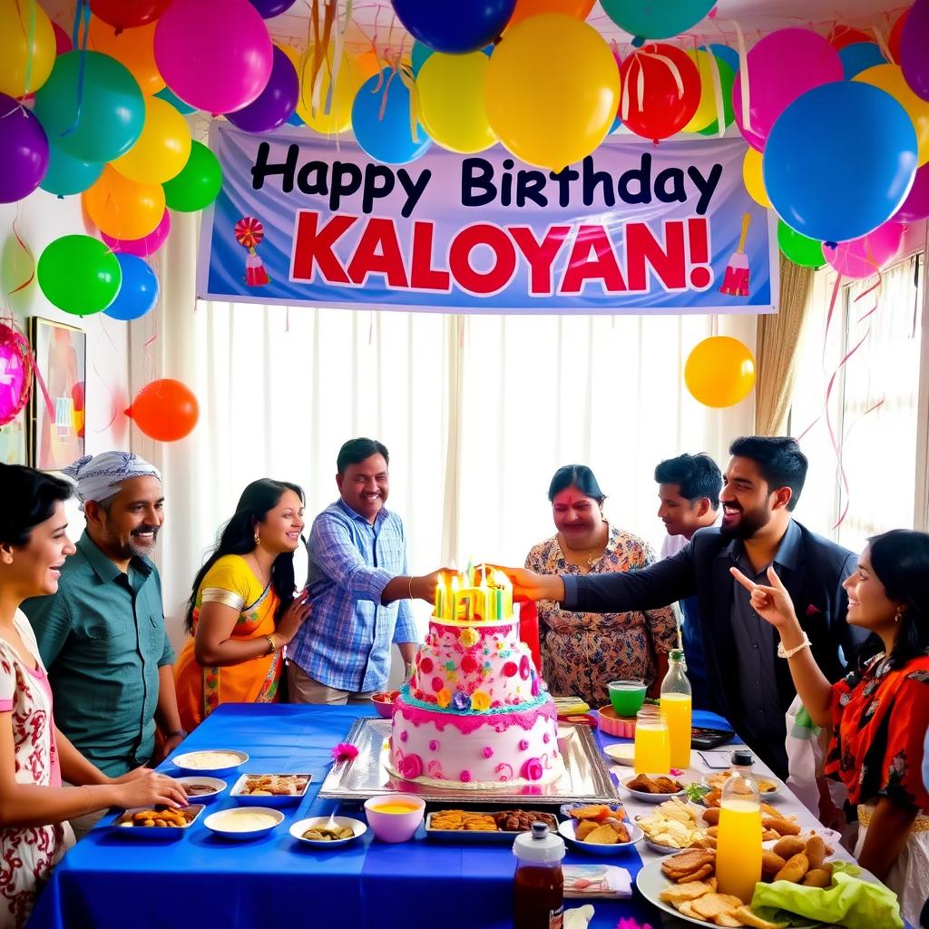 A vibrant and colorful birthday scene to celebrate Kaloyan's special day