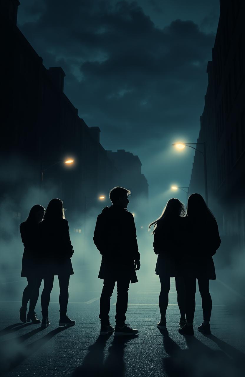 A haunting, atmospheric urban scene depicting a city shrouded in silence, where the essence of disappearing individuals lingers in the air