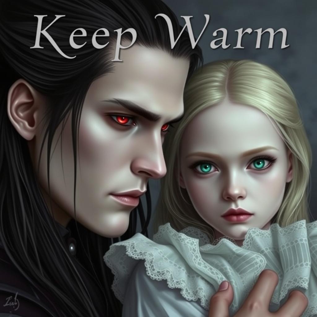 Aro Volturi with long dark hair pulled back, featuring hypnotic ruby red eyes, embodying his vampire nature