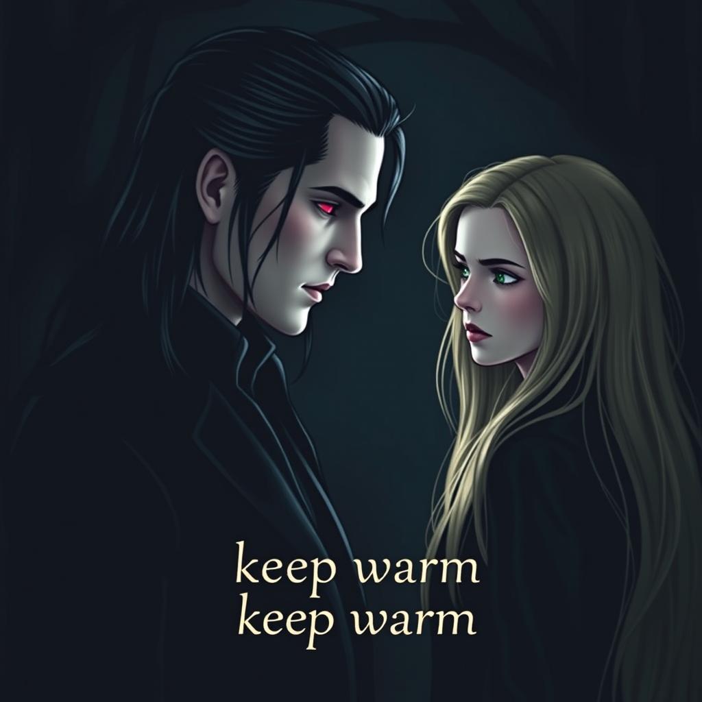Aro Volturi stands with an expressive and mysterious demeanor, his long dark hair neatly pulled back, accentuating his sharp facial features
