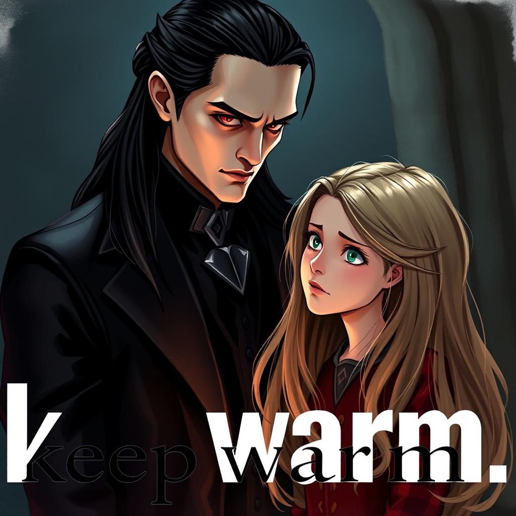 Aro Volturi stands with an expressive and mysterious demeanor, his long dark hair neatly pulled back, accentuating his sharp facial features