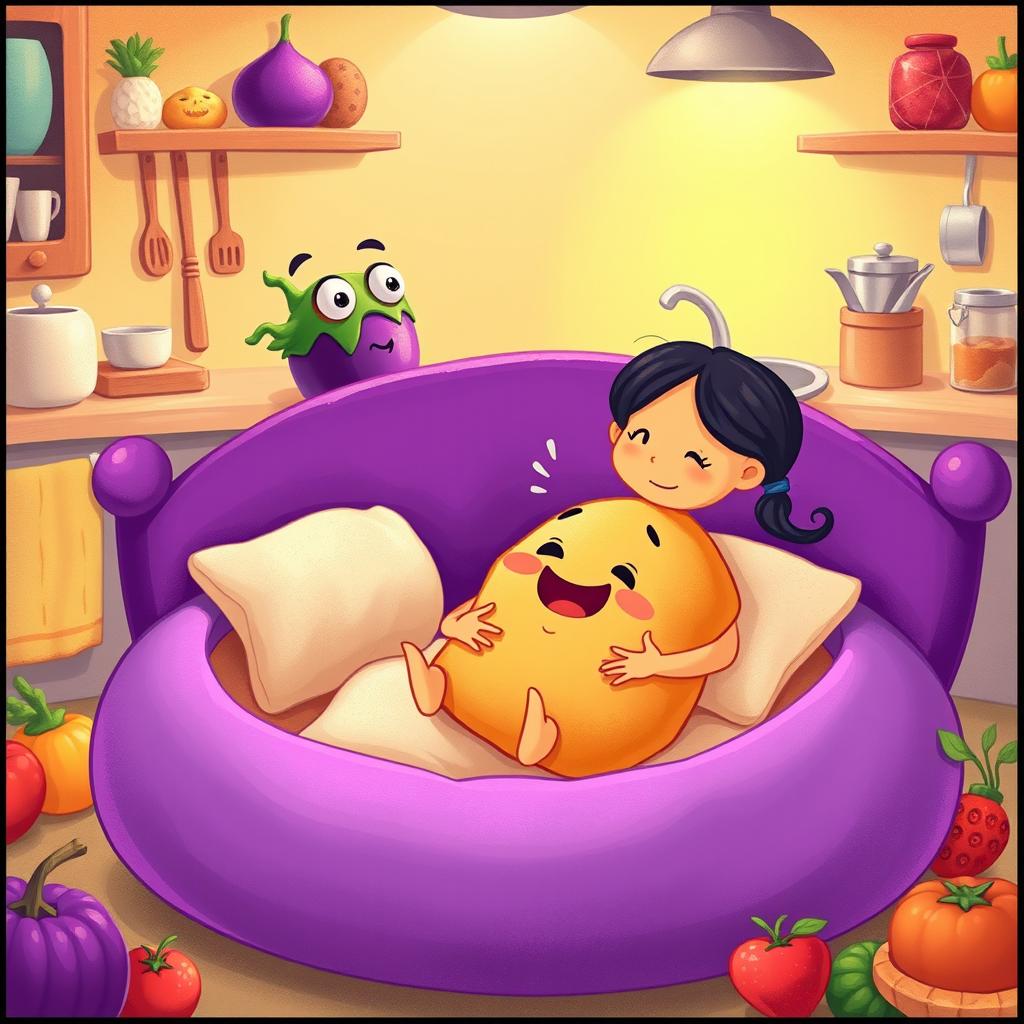 An imaginative illustration capturing the cozy, playful essence of a whimsical story