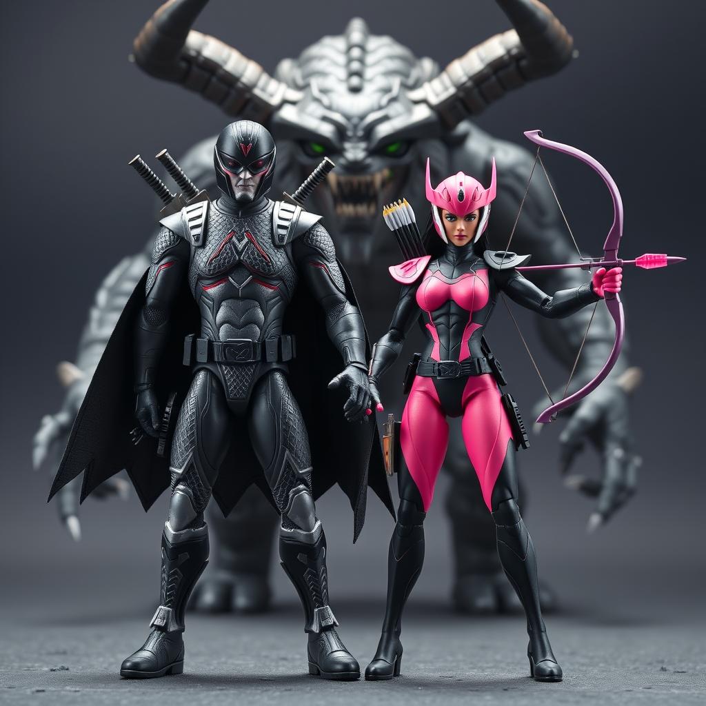 Two superhero action figures posed heroically