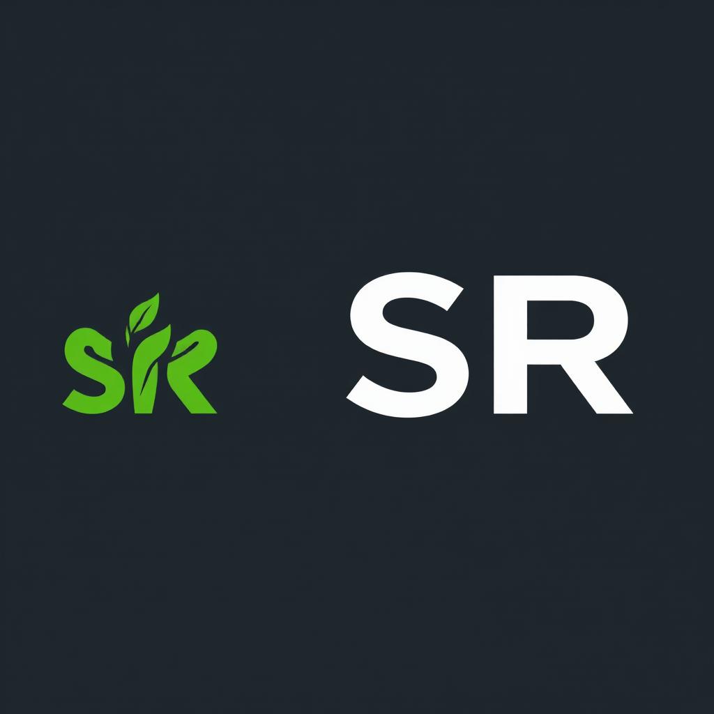 Logotipo para una asesoría energética llamada 'SR', enfocada en el compromiso con el cambio climático