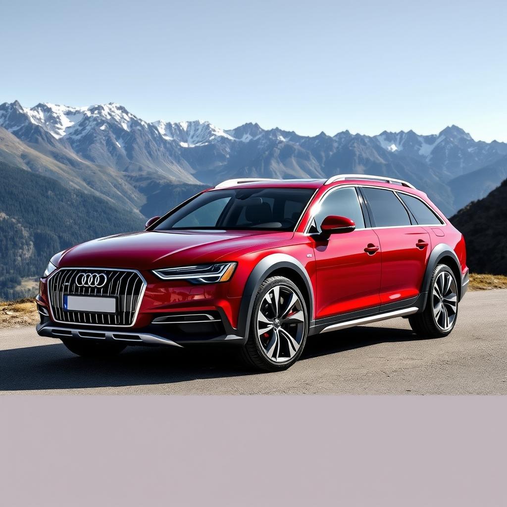 A stunning Audi A6 Allroad C8 in a striking red chrome finish, showcasing its sleek and dynamic design