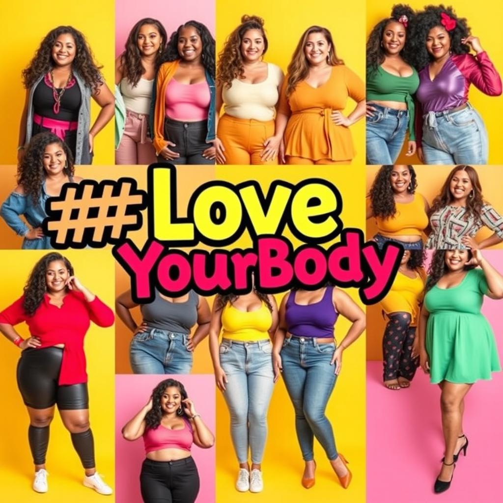 A vibrant collage featuring a diverse group of happy customers showcasing their unique styles in colorful clothing