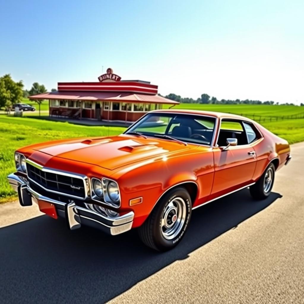 A stunning vintage 1973 Ford Maverick, showcasing its classic muscle car design