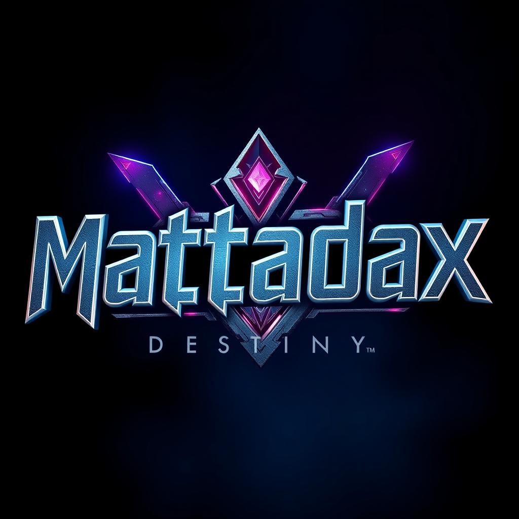 A logo design featuring the text 'Mattadax' styled like the video game Destiny, showcasing a futuristic and sci-fi aesthetic